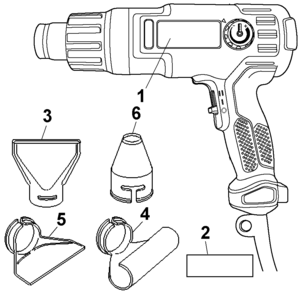 Default Diagram and Parts List for HG1500-AR Type 1 Black and Decker Heat Gun